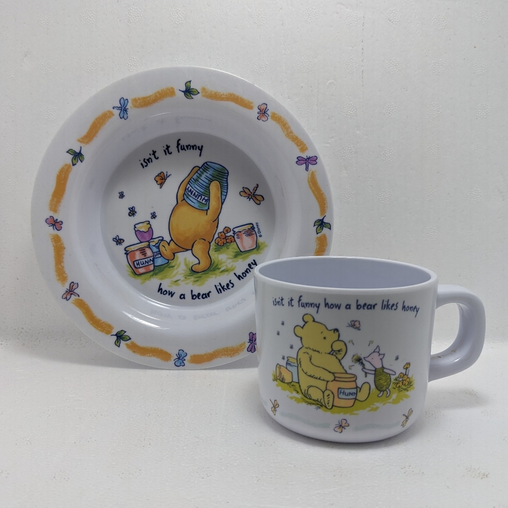 Vintage Winnie the Pooh Melamine Bowl & Cup